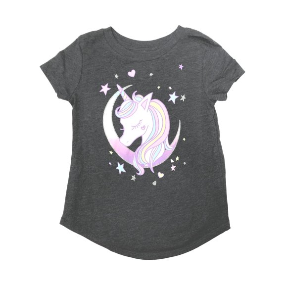 Jumping Beans Toddler Girls Gray Glitter Unicorn T-Shirt Tee Shirt 2T