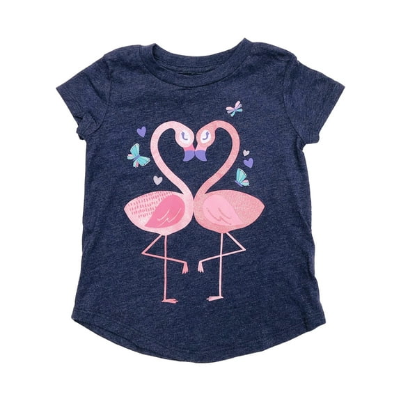 Jumping Beans Toddler Girls Navy Sparkle Pink Flamingo T-Shirt Tee Shirt 4T