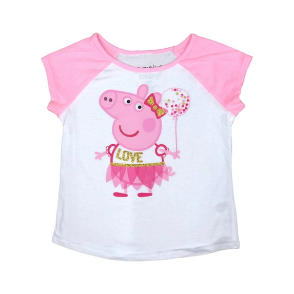 Jumping Beans Toddler Girls Pink Sparkle Peppa Pig Love Tee Shirt T-Shirt 5T