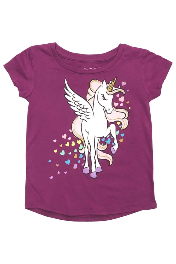 Toddler Girls Purple Glitter Pegasus Unicorn T-Shirt Tee Shirt 5T