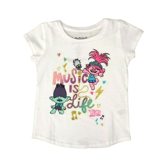 Jumping Beans Toddler Girls White Trolls World Tour Poppy T-Shirt Tee Shirt 4T