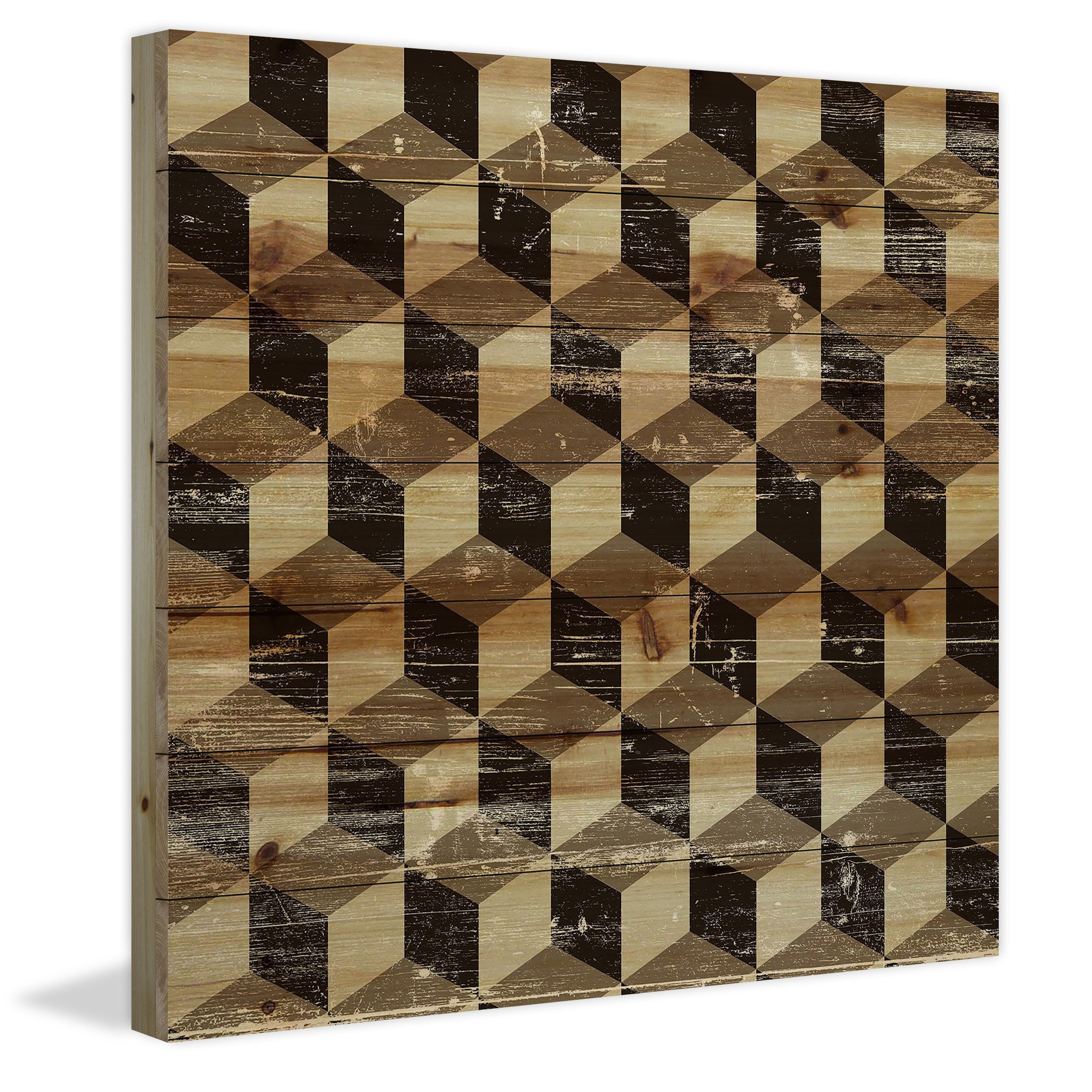 "Jumping Blocks" Painting Print on Natural Pine Wood
