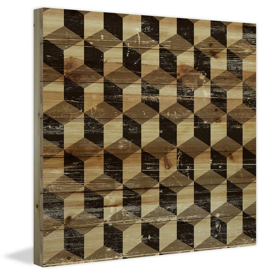 "Jumping Blocks" Painting Print on Natural Pine Wood