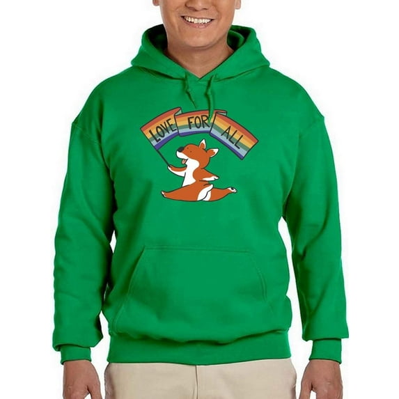 Jumping Corgi Love For All Hoodie Men -Smartprints Designs, Male 3X-Large