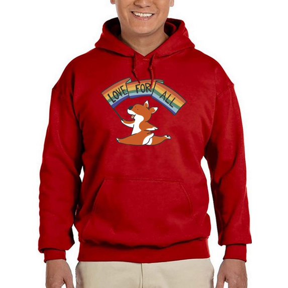 Jumping Corgi Love For All Hoodie Men -Smartprints Designs, Male Small