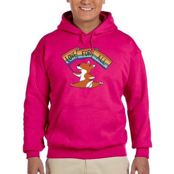 Jumping Corgi Love For All Hoodie Men -Smartprints Designs, Male x-Large