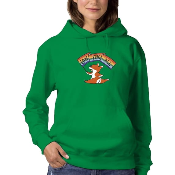 Jumping Corgi Love For All Hoodie Women -Smartprints Designs, Female 3X-Large