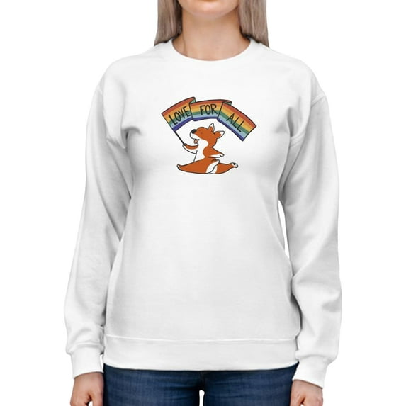Jumping Corgi Love For All Sweatshirt Women -Smartprints Designs, Female 5X-Large