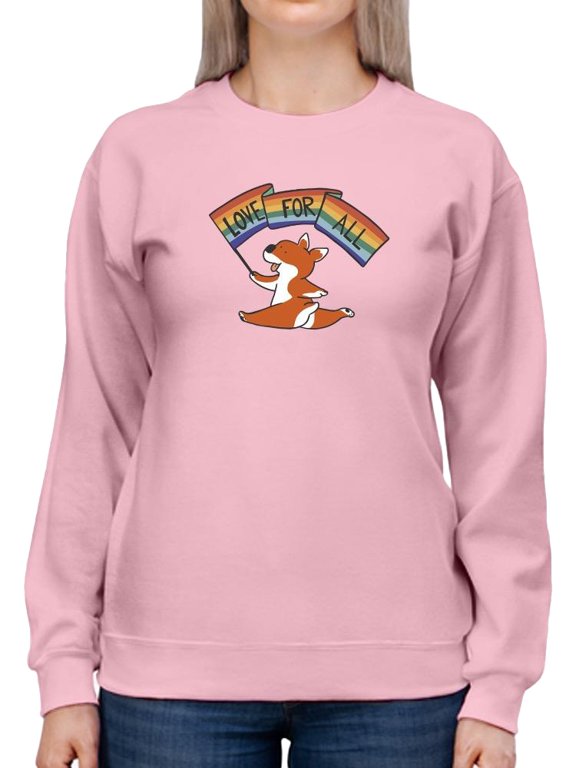 Jumping Corgi Love For All Sweatshirt Women -Smartprints Designs, Female Small