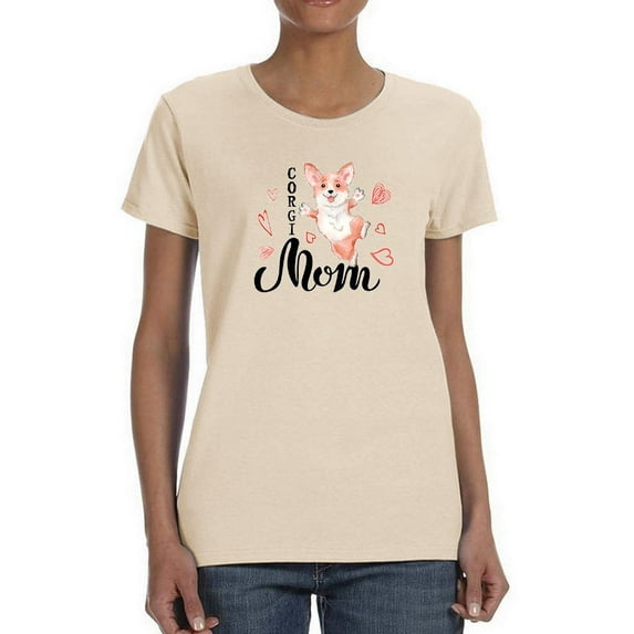 Jumping Corgi Love Mom T-Shirt Women -Image by Shutterstock, Female Large