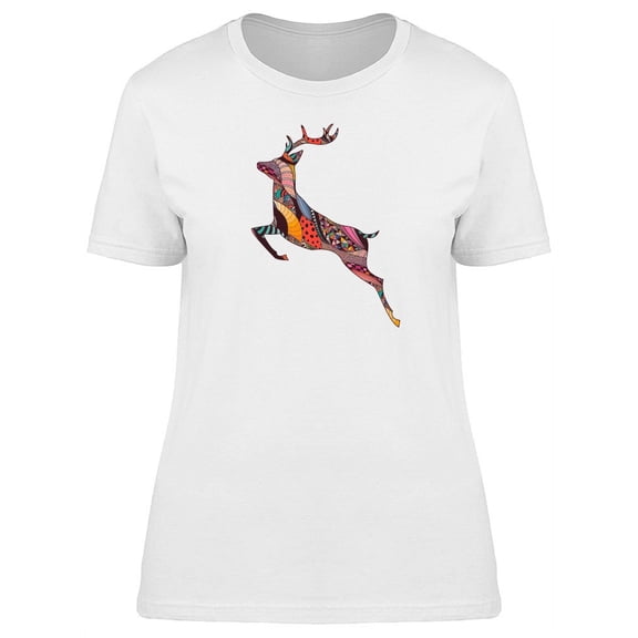 Jumping Deer Abstract Art Inside T-Shirt Women -Image by Shutterstock, Female Large