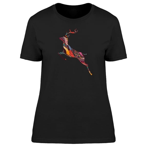 Jumping Deer Abstract Art Inside T-Shirt Women -Image by Shutterstock, Female Medium
