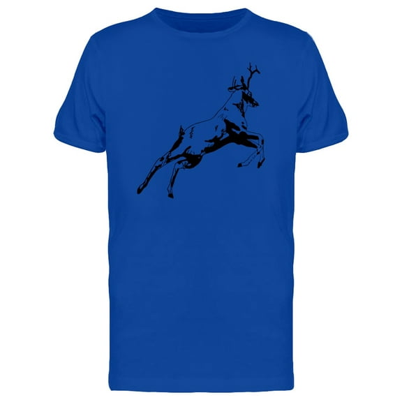 Jumping Deer Ink Art T-Shirt Men -Image by Shutterstock, Male 4X-Large