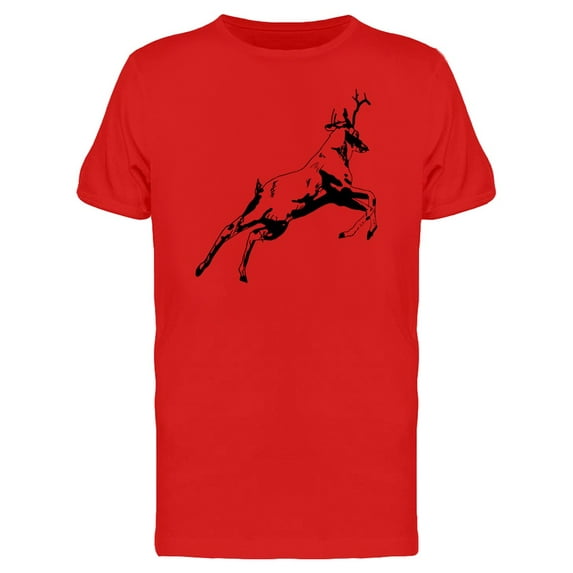 Jumping Deer Ink Art T-Shirt Men -Image by Shutterstock, Male Medium