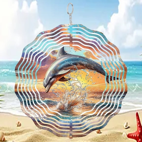 Jumping Dolphin 3D Wind Spinner Ocean Decor for Pool Deck Beach House