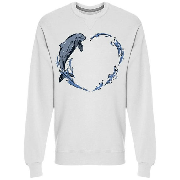 Jumping Dolphin Water Heart Sweatshirt Men -Image by Shutterstock, Male 3X-Large