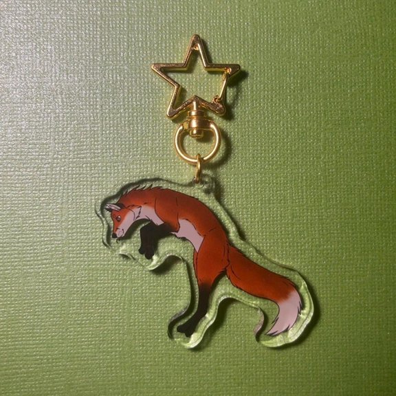 Jumping Fox Character Acrylic Keychain Cute Kawaii Animal Bag Charm Fan Gift