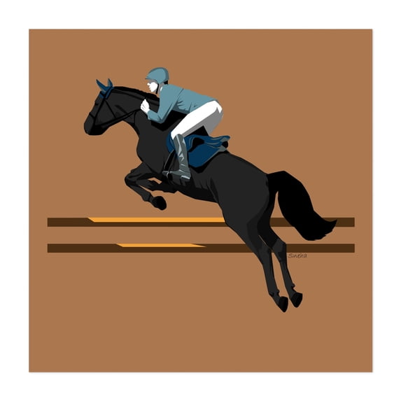 Jumping Horse - Photography Unframed Wall Art Print 16 x 16 inches