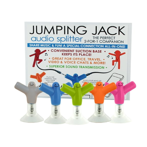 Jumping Jack Audio Splitter Ultimate Sound Experience, 3.5mm Audio Splitter for Headphones - Aux Splitter Connect 2 Headphones, Enhance Music Sharing, Color Vary, (2 Pack)