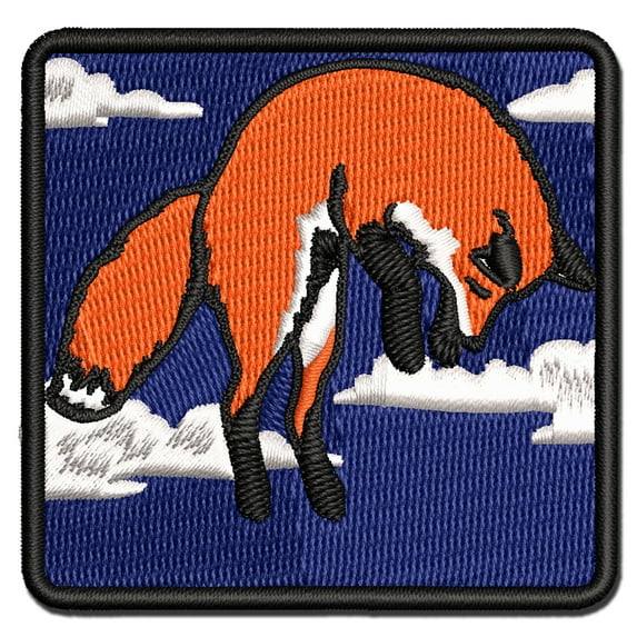 Jumping Leaping Fox Applique Multi-Color Embroidered Hook & Loop Patch - 3.5 Inch Large