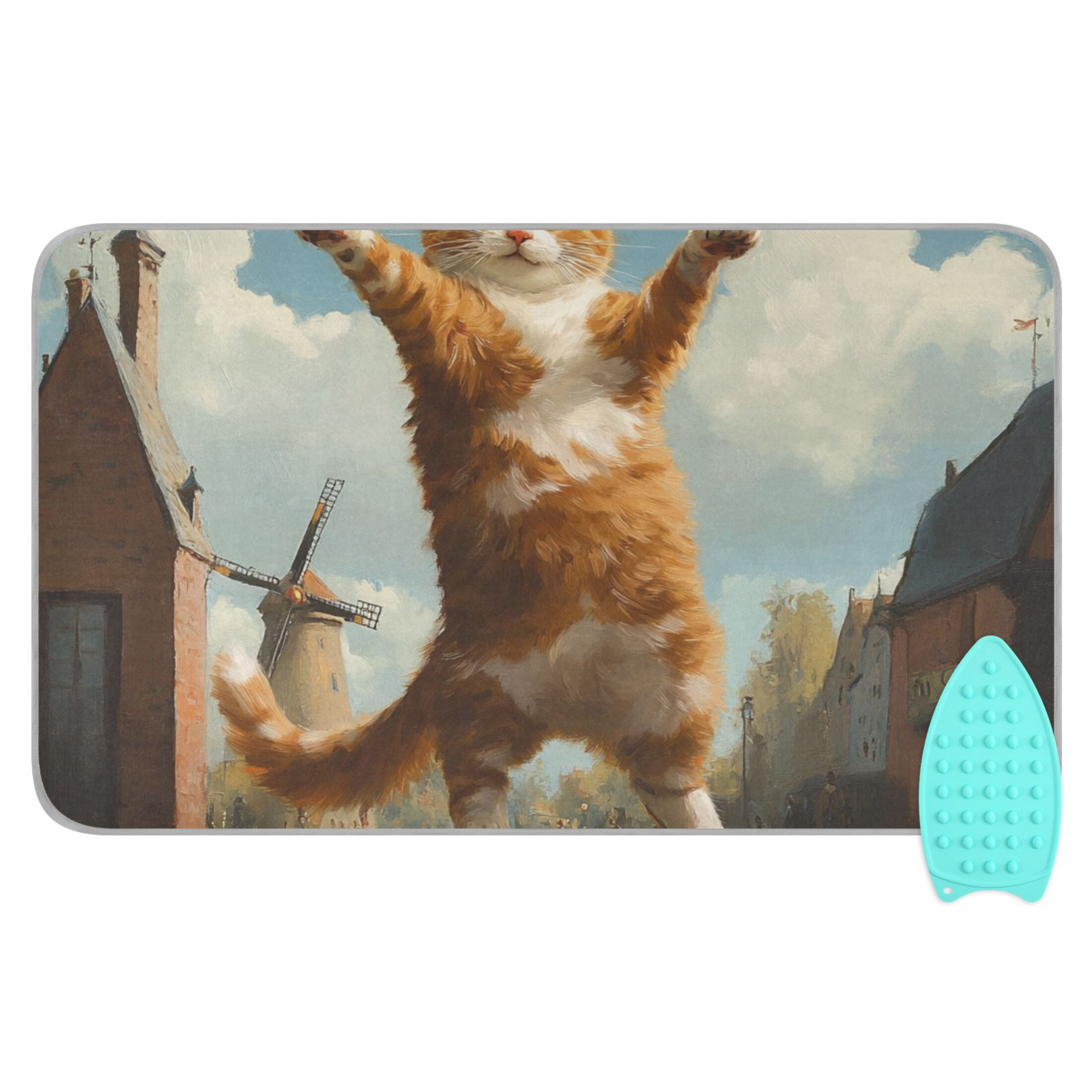 Jumping Orange Cat Ironing Mat Blanket for Table Top Travel Portable Ironing Board Pad 47.2x27.6 Inch