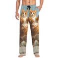 thumbnail image 1 of Jumping Orange Cat Mens Cotton Pajama Pant Sleep and Lounge Bottons with Pockets, 1 of 7