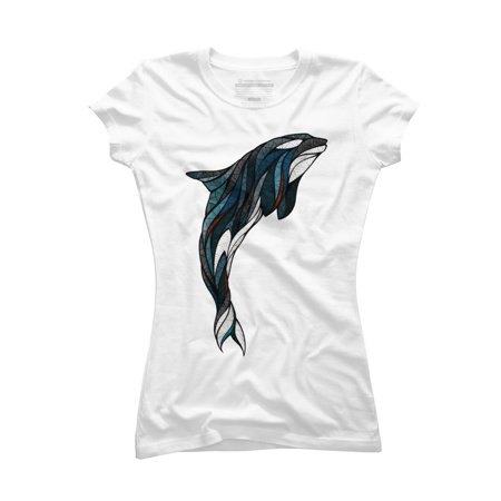 Jumping Orca Juniors White Graphic Tee - Design By Humans S