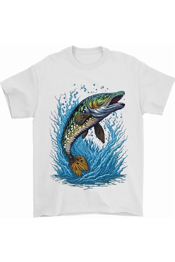 Jumping Pike Fish Fishing Fisherman T-Shirt