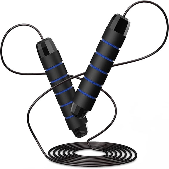 Jumping Rope, Speed Jump Rope Soft Memory Foam Handle Tangle Free Adjustable Rope, Fast Ball Bearings Fitness Workouts Fat Burning Exercises Boxing - Schwarz und blau