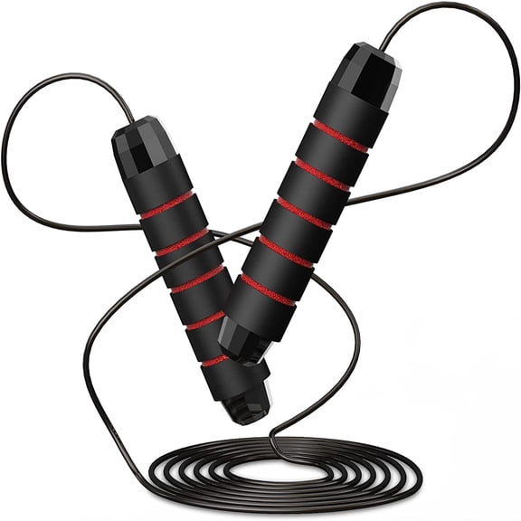 Jumping Rope, Speed Jump Rope Soft Memory Foam Handle Tangle Free Adjustable Rope, Fast Ball Bearings Fitness Workouts Fat Burning Exercises Boxing-Schwarz und rot
