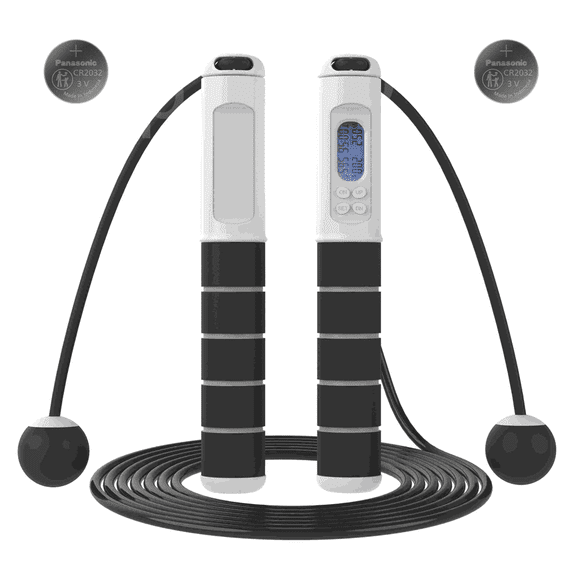 Jumping Rope with Counter for Fitness Exercise Training, Adjustable Cordless Speed Skipping Rope-black & white