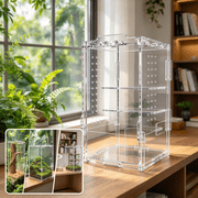 Jumping Spider Enclosure, Fully Assembled Acrylic Habitat Kit with Front & Top Access, Clear Viewing Terrarium Starter Kit