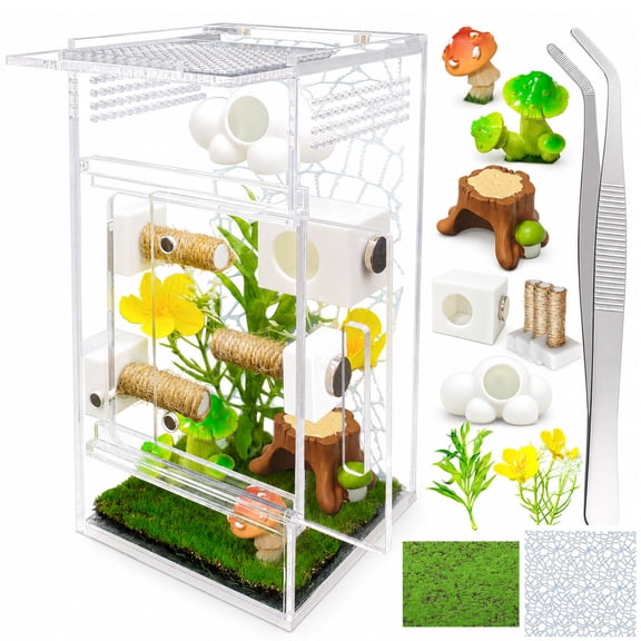 Jumping Spider Enclosure Kit DIY Insects Habitat Mini Arboreal Enclosure Acrylic Terrarium Habitat for Spiders