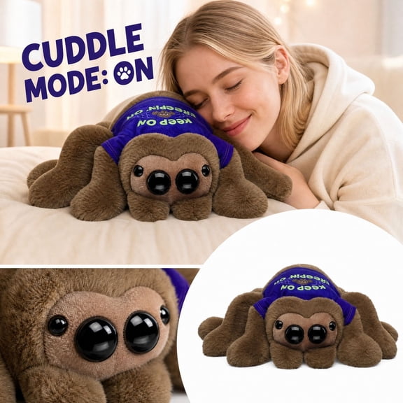 Jumping Spider Plush Toy Soft Stuffed Animal Figure 11.8" Soft Spider Plush Doll, Halloween Cozy Animal Pillow Gift for Kids, Lovers & Collectors