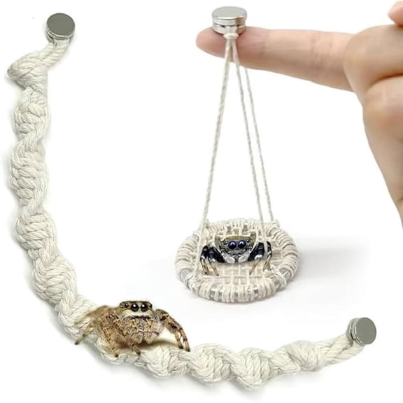 Jumping Spider Rope Bridge Swings Magnetic Accessories Natural Cotton for Tiny Animal 2 Pack