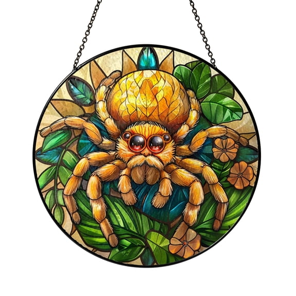 Jumping Spider Stained Glass Suncatcher – Nature Window Hanging Art