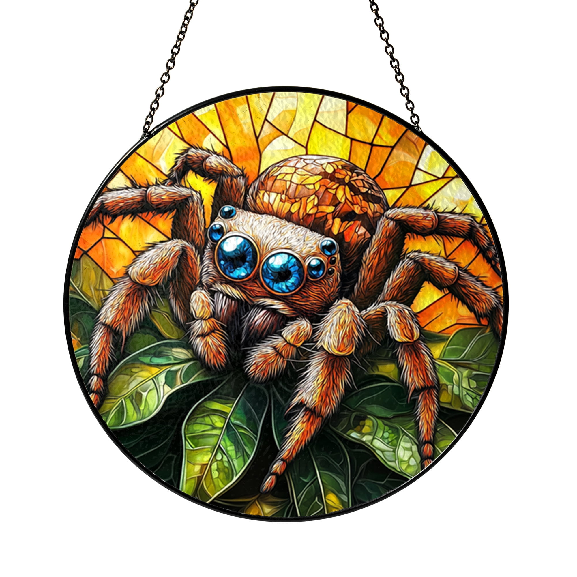 Jumping Spider Window Ornament, Stained Glass Style Handmade Glass Art