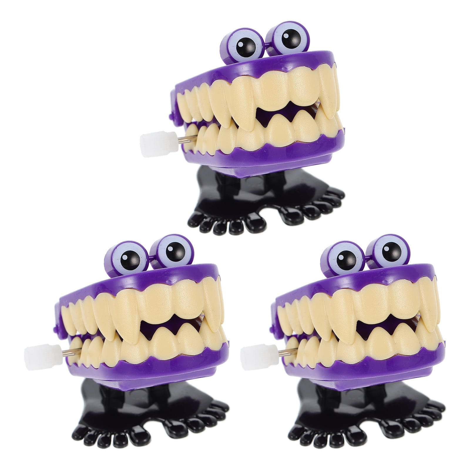 Jumping Teeth Joke Toys Wind up Chomping Child 3 Pcs Tooth Shape Plastic Childrens Prank Gadget