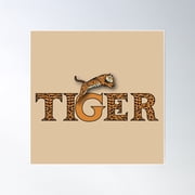 Jumping Tiger Poster Wall Art, Modern Wall Decor For Living Room Bedroom, 17x17 UNFRAMED