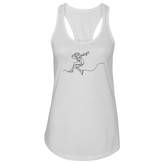 Jumping Woman Continuous Line Racerback Tank Women -Image by Shutterstock, Female Large