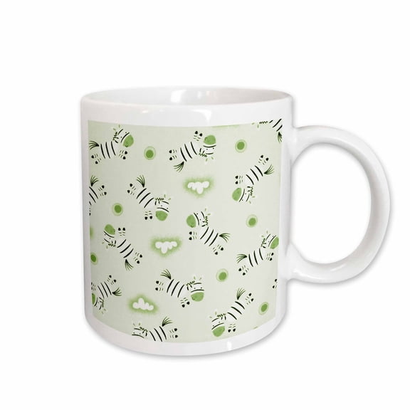 3drose, Jumping Zebras on Soft Green, 11oz Mug