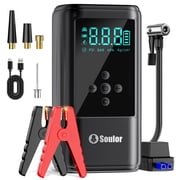 Soulor Jump Starter with Air Compressor, 6000A Battery Jumping Starter Suitable for Gasoline and Diesel Vehicles,Three Emergency Lights Modes