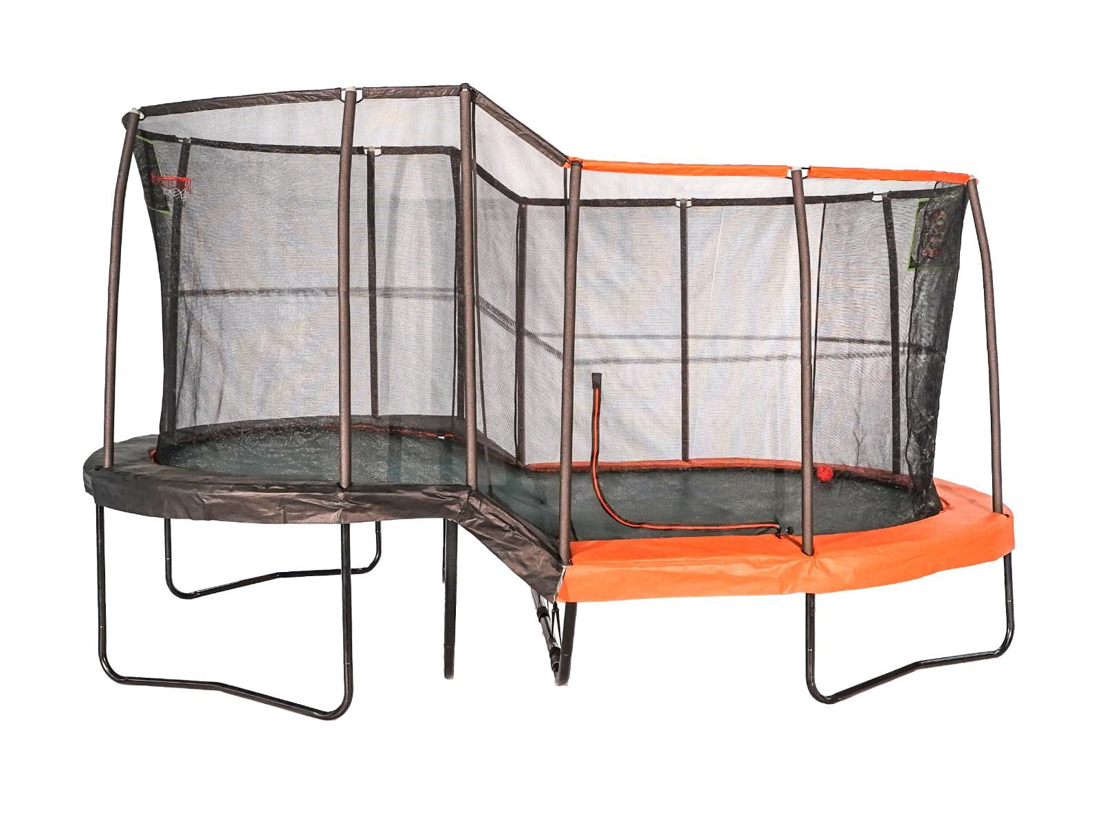 Jumpking 10’ x 17’ Oval Multi Level Heavy Duty Trampoline With Toss Game and Hoop Accessory
