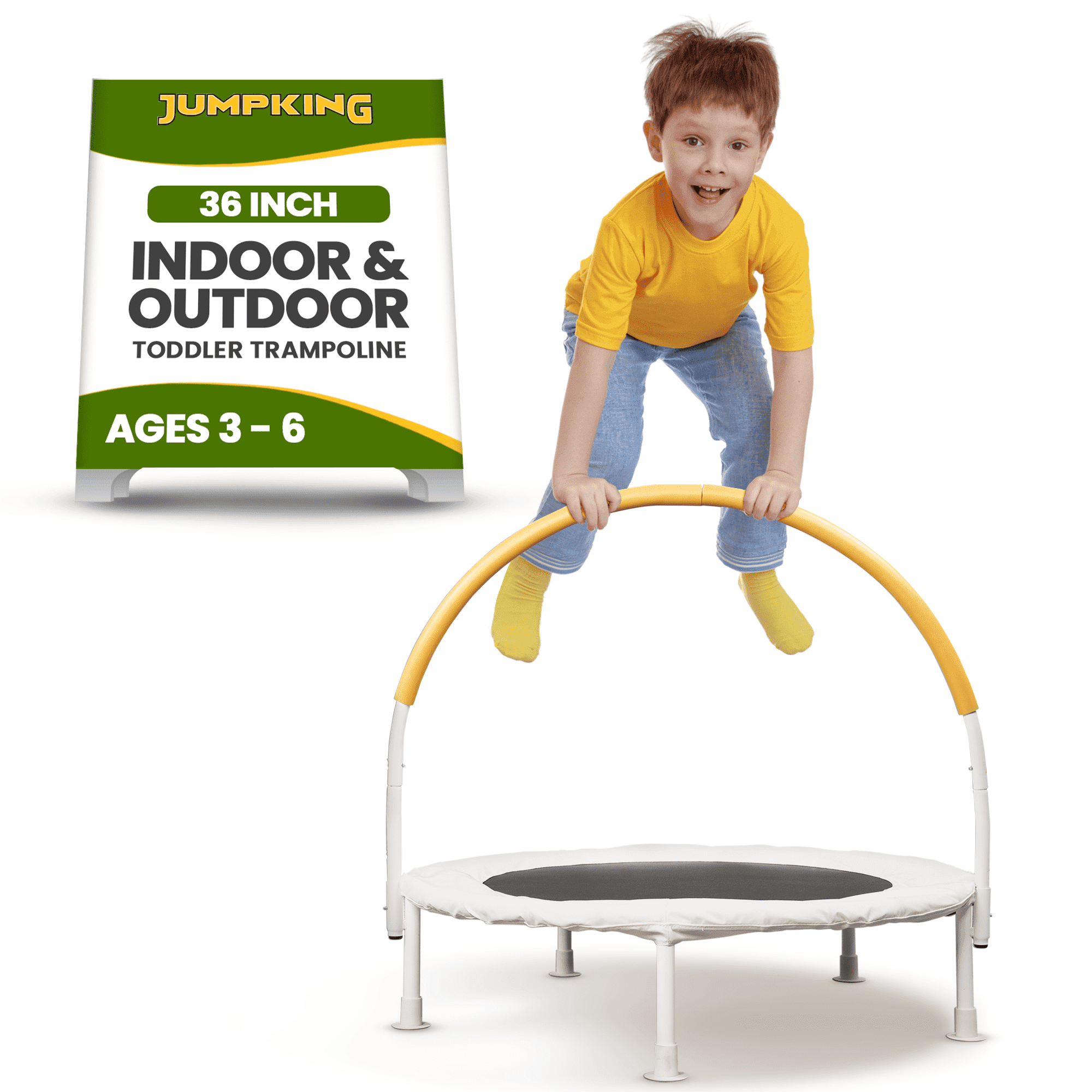 Ivory White 36" Round Kids' Trampoline with Steel Frame