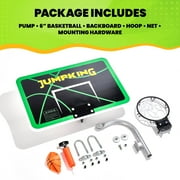 Jumpking Trampoline Basketball Hoop with Mini ball and Pump, 7.5inch dia. Breakaway rim, Universal Fit to Trampoline Enclosure System, Fun Outdoor Trampoline Game