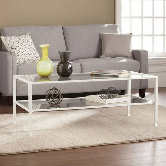 Jumpluff Metal/Glass Rectangular Open Shelf Coffee Table