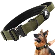 Jumpress Airtag Dog Collar for Large Dogs, Heavy Duty Tactical Dog Collar, 1.5’’ Wide Large Dog Collar (Green,Neck 20-25’’)