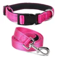thumbnail image 1 of Jumpress Reflective Dog Collar and Leash set,Durable Padded Large Dog Collar & 5ft Leash, Hot Pink,L, 1 of 7