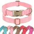 thumbnail image 1 of Jumpress Soft Leather Dog Collar with Quick Release Metal Buckle,Pink Leather Collar for Small Dogs, S, 1 of 7