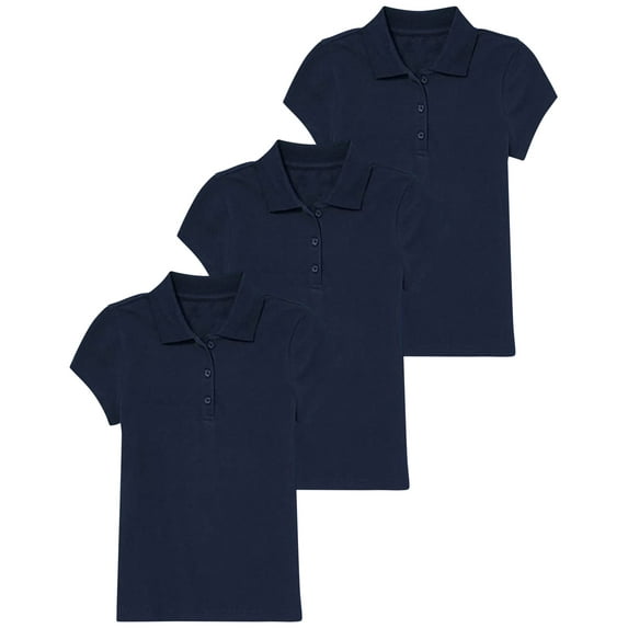 Jumpstart Girls' School Uniform Shirt - 3 Pack Short Sleeve Polo T-Shirt (4-20)